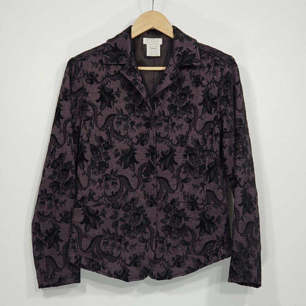 FDJ / French Dressing Purple & Black Tapestry Blazer 4 Button Women's S/P